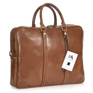 Servieta din piele naturala laptop 15.6" DiAmanti Davide Maro Deschis Coniac